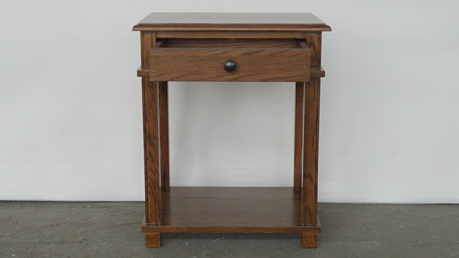 Hamptons Style Oak Bedside Table Dark Oak
