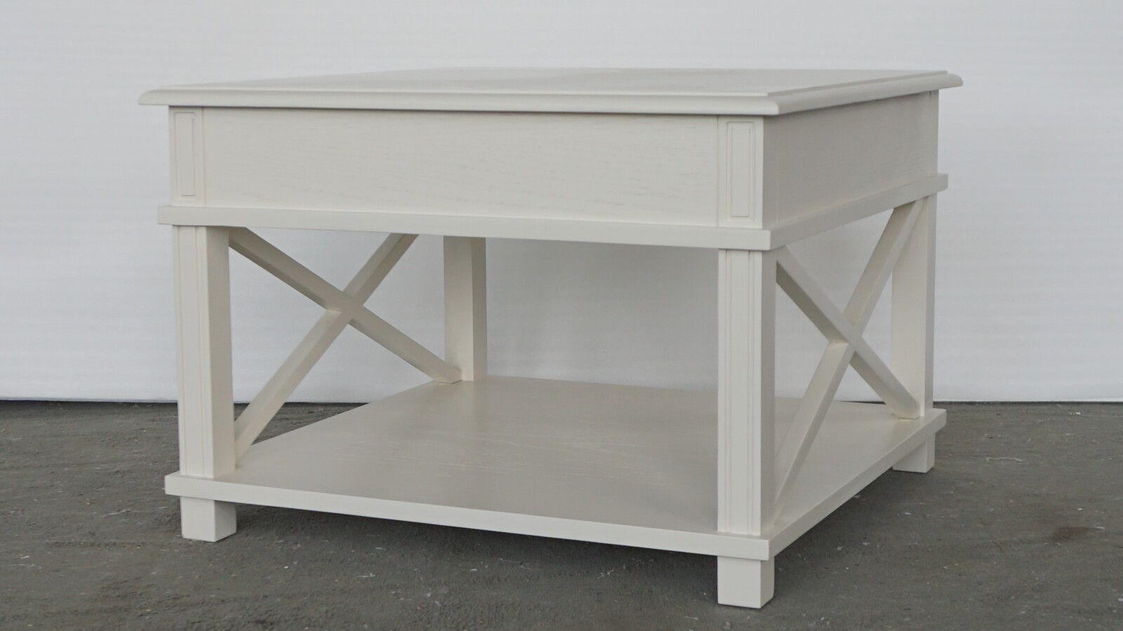 Hamptons Style Oak Side Table Off White