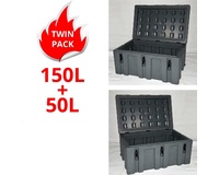 Poly Storage Case Twin Pack 150L + 50L Heavy Duty Poly Cargo Box Plastic ToolBox Trade Box