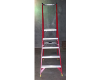 5 Step Fibreglass Platform Ladder + Wheels 1.5M-2.35M Industrial Rated 150kg
