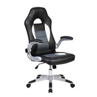 New Office Chair PU Black & Silver Executive Computer Chair Adjustable Armrests Gas Lift