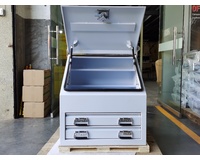 White Steel Tool Box 700mm Truck Box Ute Box Industrial With 2 Drawers & Shelves