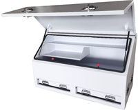 White Steel Tool Box 1500mm Truck Box Industrial Ute Box 2 Draws With Full Door