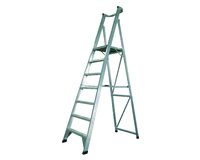 6 Step Aluminium Platform Ladder + Wheels 1.8M-2.7M Industrial Rated 150kg