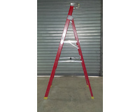 7 Step Fibreglass Platform Ladder + Wheels 2.1M-2.95M Industrial Rated 150kg