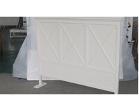 CLEARANCE Hamptons Style Oak Bedhead Queen Size Painted Off Winter White With Cross Panel Design