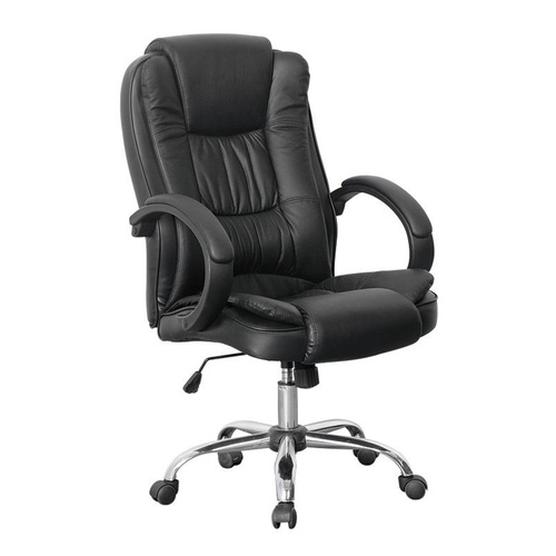 New Office Chair PU Black Executive Computer Chair Fixed Armrests Gas Lift