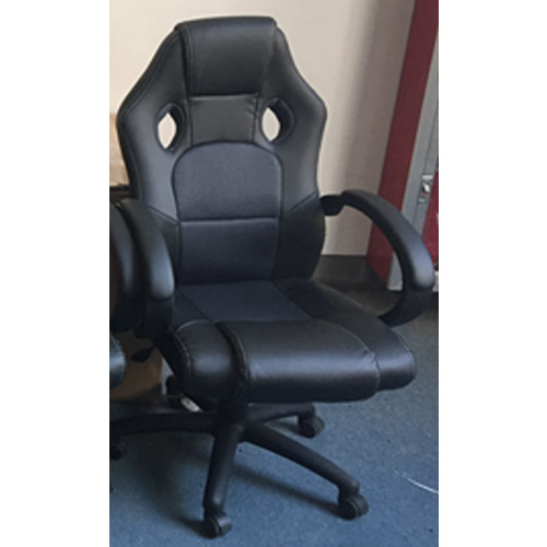 New Office Chair PU Black Executive Computer Chair Fixed Armrests Gas Lift