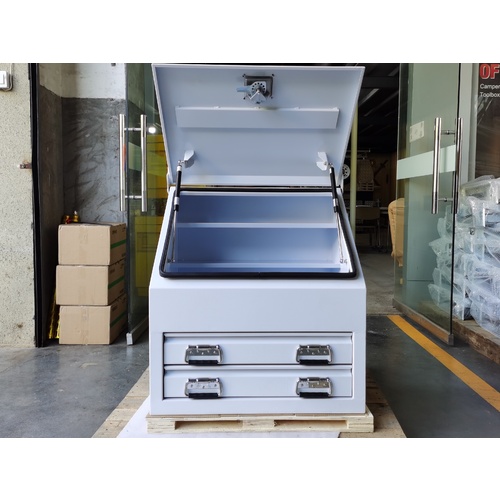White Steel Tool Box 700mm Truck Box Ute Box Industrial With 2 Drawers & Shelves
