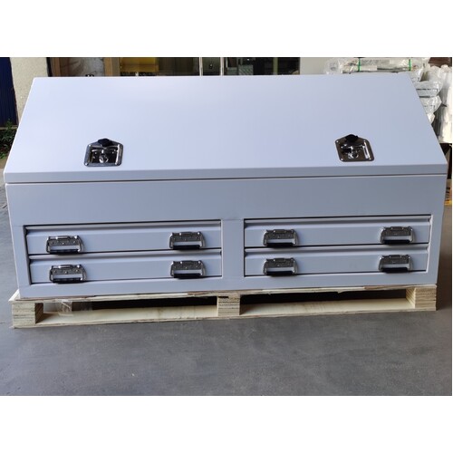 White Steel Tool Box 1500mm Truck Box Industrial Ute Box With 4 Drawers & Shelves