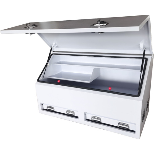 White Steel Tool Box 1500mm Truck Box Industrial Ute Box 2 Draws With Full Door