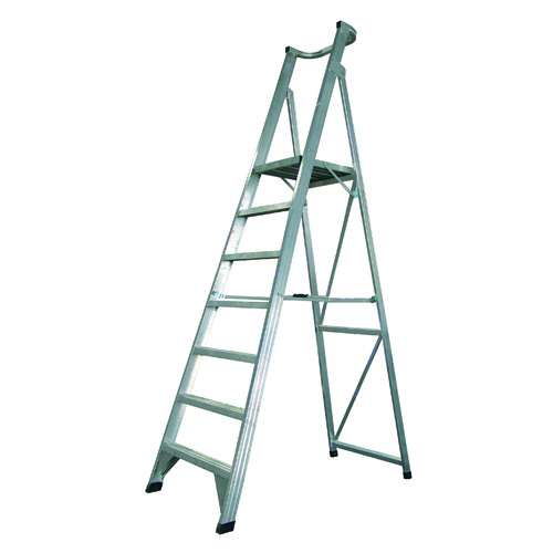7 Step Aluminium Platform Ladder + Wheels 2.1M-3.0M Industrial Rated 150kg