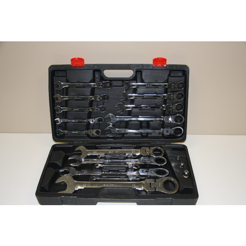 17 Piece Glory Flexible Ratchet Spanner Sets 8-32mm With 3 Square Drives 1/4", 3/8" & 1/2"