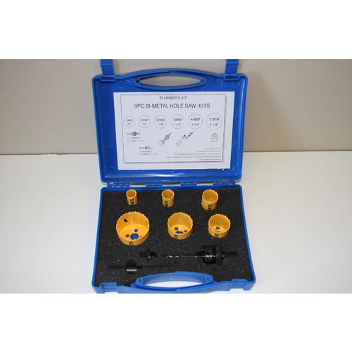 CLEARANCE 10 Piece Plumbers Holesaw Kit Bi-Metal Combination Hole saw Kit Wood Metal Set New