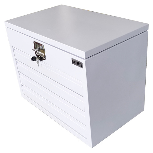 White Steel Toolbox 880mm Truck Box Ute Box Industrial With 4 Drawers With Dividers
